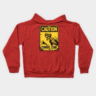 Caution Zombie Zone Sign Anime Black and Yellow Kids Hoodie